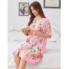 image:imageEkouaer Women Zipper Robes Knit Short Bathrobe Lightweight House Coat with Pockets Soft Nightgown SXXLPink Floral