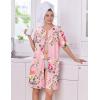 image:imageEkouaer Women Zipper Robes Knit Short Bathrobe Lightweight House Coat with Pockets Soft Nightgown SXXLPink Floral