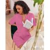 image:imageEkouaer Women Zipper Robes Knit Short Bathrobe Lightweight House Coat with Pockets Soft Nightgown SXXLRose Red