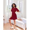 image:imageEkouaer Women Zipper Robes Knit Short Bathrobe Lightweight House Coat with Pockets Soft Nightgown SXXLWine Red