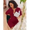 image:imageEkouaer Women Zipper Robes Knit Short Bathrobe Lightweight House Coat with Pockets Soft Nightgown SXXLWine Red