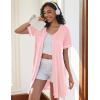 image:imageEkouaer Women Zipper Robes Lightweight Bathrobes Short Sleeves Housecoat Zip Up Robe Casual Nightgown with Pockets PinkMedium