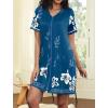 image:imageEkouaer Women Zipper Robes Short Sleeves Housecoat Lightweight Bathrobes Zip Up Robe Casual Nightgown with Pockets S2XLBlue Floral