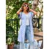 image:imageEkouaer Women Zipper Robes Short Sleeves Housecoat Lightweight Bathrobes Zip Up Robe Casual Nightgown with Pockets S2XLBlue Grid Floral