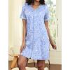 image:imageEkouaer Women Zipper Robes Short Sleeves Housecoat Lightweight Bathrobes Zip Up Robe Casual Nightgown with Pockets S2XLBlue Grid Floral