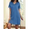 image:imageEkouaer Women Zipper Robes Short Sleeves Housecoat Lightweight Bathrobes Zip Up Robe Casual Nightgown with Pockets S2XLDark Blue