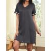 image:imageEkouaer Women Zipper Robes Short Sleeves Housecoat Lightweight Bathrobes Zip Up Robe Casual Nightgown with Pockets S2XLDark Gray