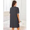 image:imageEkouaer Women Zipper Robes Short Sleeves Housecoat Lightweight Bathrobes Zip Up Robe Casual Nightgown with Pockets S2XLDark Gray
