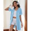 image:imageEkouaer Women Zipper Robes Short Sleeves Housecoat Lightweight Bathrobes Zip Up Robe Casual Nightgown with Pockets S2XLLight Blue