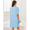 image:imageEkouaer Women Zipper Robes Short Sleeves Housecoat Lightweight Bathrobes Zip Up Robe Casual Nightgown with Pockets S2XLLight Blue