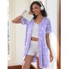 image:imageEkouaer Women Zipper Robes Short Sleeves Housecoat Lightweight Bathrobes Zip Up Robe Casual Nightgown with Pockets S2XLPurple Floral