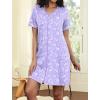image:imageEkouaer Women Zipper Robes Short Sleeves Housecoat Lightweight Bathrobes Zip Up Robe Casual Nightgown with Pockets S2XLPurple Floral