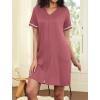 image:imageEkouaer Women Zipper Robes Short Sleeves Housecoat Lightweight Bathrobes Zip Up Robe Casual Nightgown with Pockets S2XLPurple Gray Red
