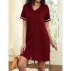 image:imageEkouaer Women Zipper Robes Short Sleeves Housecoat Lightweight Bathrobes Zip Up Robe Casual Nightgown with Pockets S2XLWine Red