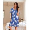 image:imageEkouaer Women Zipper Robes Waffle Short Bathrobe Lightweight House Coat with Pockets Soft Nightgown S3XLBlue Leopard Floral
