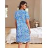 image:imageEkouaer Women Zipper Robes Waffle Short Bathrobe Lightweight House Coat with Pockets Soft Nightgown S3XLBlue Paisley