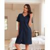 image:imageEkouaer Women Zipper Robes Waffle Short Bathrobe Lightweight House Coat with Pockets Soft Nightgown S3XLDeep Navy