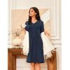 image:imageEkouaer Women Zipper Robes Waffle Short Bathrobe Lightweight House Coat with Pockets Soft Nightgown S3XLNavy Blue