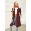 image:imageEkouaer Women Zipper Robes Waffle Short Bathrobe Lightweight House Coat with Pockets Soft Nightgown S3XLWine Red