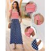 image:imageEkouaer Womens Casual Jumpsuits Summer Boho Outfits Printed Smocked Wide Leg Vacation Jumper With Pockets SXXLStar Flag