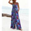 image:imageEkouaer Womens Casual Overalls Loose Wide Leg Jumpsuits Summer Boho Floral Printed Baggy Rompers with PocketsA Blue Boho Print