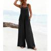 image:imageEkouaer Womens Casual Overalls Loose Wide Leg Jumpsuits Summer Boho Floral Printed Baggy Rompers with PocketsBlack