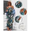 image:imageEkouaer Womens Casual Overalls Loose Wide Leg Jumpsuits Summer Boho Floral Printed Baggy Rompers with PocketsGreen White Leaves