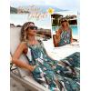 image:imageEkouaer Womens Casual Overalls Loose Wide Leg Jumpsuits Summer Boho Floral Printed Baggy Rompers with PocketsGreen White Leaves