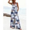 image:imageEkouaer Womens Casual Overalls Loose Wide Leg Jumpsuits Summer Boho Floral Printed Baggy Rompers with PocketsGrey Boho Print