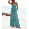 image:imageEkouaer Womens Casual Overalls Loose Wide Leg Jumpsuits Summer Boho Floral Printed Baggy Rompers with PocketsLake Blue Floral