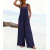 image:imageEkouaer Womens Casual Overalls Loose Wide Leg Jumpsuits Summer Boho Floral Printed Baggy Rompers with PocketsNavy Blue