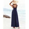 image:imageEkouaer Womens Casual Overalls Loose Wide Leg Jumpsuits Summer Boho Floral Printed Baggy Rompers with PocketsNavy Blue