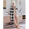 image:imageEkouaer Womens Flannel Robe Zipper Front Robes Full Length BathrobeSXXLBlack  White Plaid