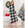 image:imageEkouaer Womens Flannel Robe Zipper Front Robes Full Length BathrobeSXXLBlack  White Plaid