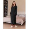 image:imageEkouaer Womens Flannel Robe Zipper Front Robes Full Length BathrobeSXXLBlack