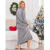 image:imageEkouaer Womens Flannel Robe Zipper Front Robes Full Length BathrobeSXXLGrey