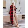 image:imageEkouaer Womens Flannel Robe Zipper Front Robes Full Length BathrobeSXXLRed  Black Plaid