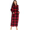 image:imageEkouaer Womens Flannel Robe Zipper Front Robes Full Length BathrobeSXXLRed  Black Plaid