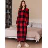 image:imageEkouaer Womens Flannel Robe Zipper Front Robes Full Length BathrobeSXXLRed  Black Plaid