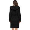 image:imageEkouaer Womens Hooded Bathrobe Plush Short Robe Super Soft Fleece Robe Luxury Sleepwear with PocketsA Blackjacquard