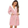 image:imageEkouaer Womens Hooded Bathrobe Plush Short Robe Super Soft Fleece Robe Luxury Sleepwear with PocketsA Hot Pinkjacquard