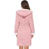 image:imageEkouaer Womens Hooded Bathrobe Plush Short Robe Super Soft Fleece Robe Luxury Sleepwear with PocketsA Hot Pinkjacquard