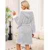 image:imageEkouaer Womens Hooded Bathrobe Plush Short Robe Super Soft Fleece Robe Luxury Sleepwear with PocketsB Light Grey