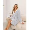 image:imageEkouaer Womens Hooded Bathrobe Plush Short Robe Super Soft Fleece Robe Luxury Sleepwear with PocketsB Light Grey