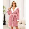 image:imageEkouaer Womens Hooded Bathrobe Plush Short Robe Super Soft Fleece Robe Luxury Sleepwear with PocketsB Rose Pink