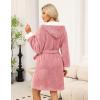 image:imageEkouaer Womens Hooded Bathrobe Plush Short Robe Super Soft Fleece Robe Luxury Sleepwear with PocketsB Rose Pink