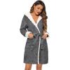image:imageEkouaer Womens Hooded Bathrobe Plush Short Robe Super Soft Fleece Robe Luxury Sleepwear with PocketsDard Greyjacquard