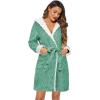 image:imageEkouaer Womens Hooded Bathrobe Plush Short Robe Super Soft Fleece Robe Luxury Sleepwear with PocketsGreenjacquard