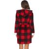 image:imageEkouaer Womens Hooded Bathrobe Plush Short Robe Super Soft Fleece Robe Luxury Sleepwear with PocketsPlaid Red