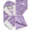 image:imageEkouaer Womens Hooded Bathrobe Plush Short Robe Super Soft Fleece Robe Luxury Sleepwear with PocketsPurplejacquard